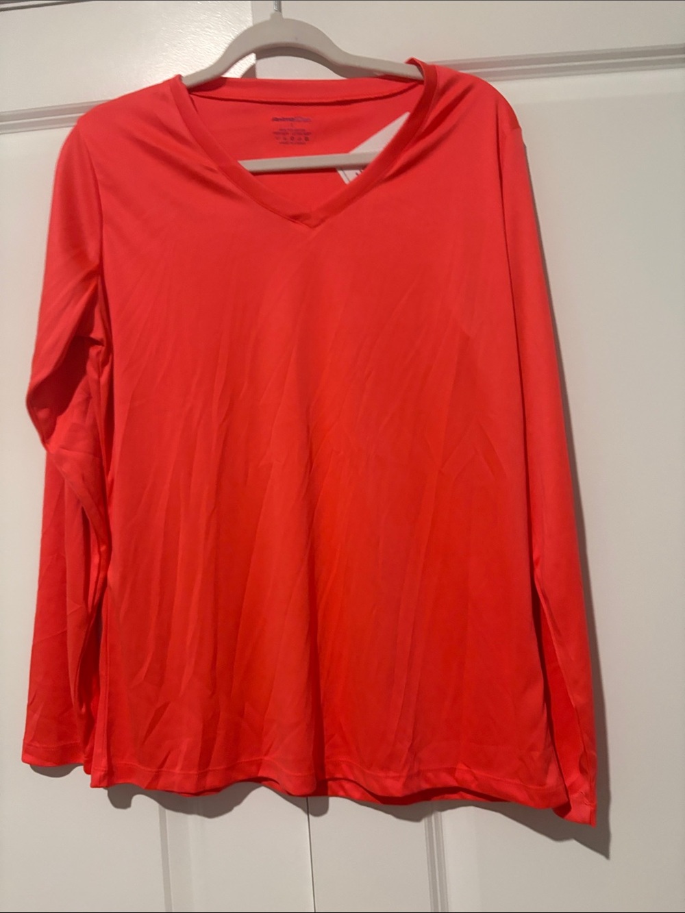 Animal Den men’s  V-Neck Long Sleeve Top - Bright Coral